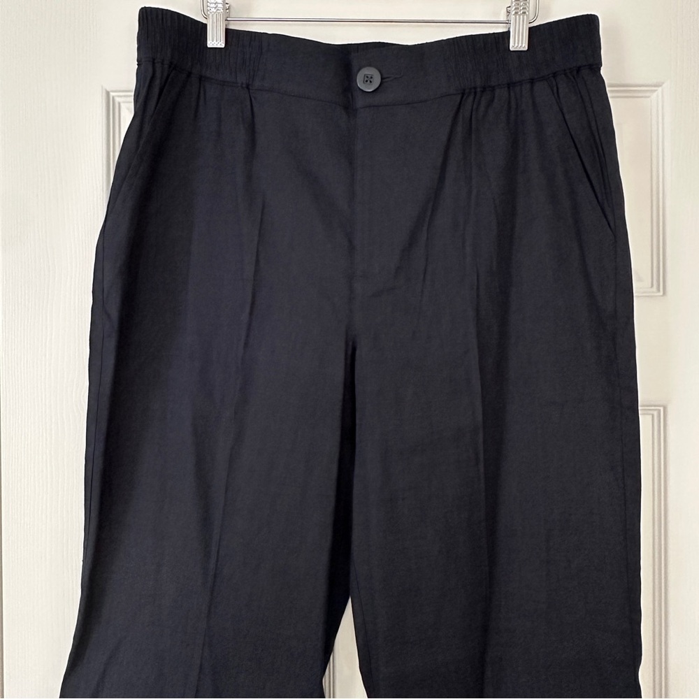 Cabi Linen Spandex Stretch Blend Finale Navy Trousers Pants Pockets #6425 - Picture 10 of 16